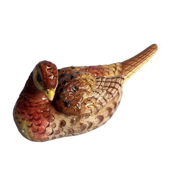 Fitz And Floyd Essentials Pheasant Trinket Box 9" Long Handcrafted Ceramic - Picture 1 of 14